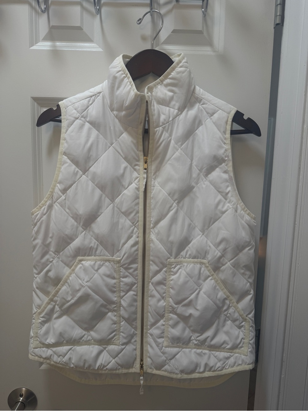 Jcrew White Quilted Zip-Front Vest